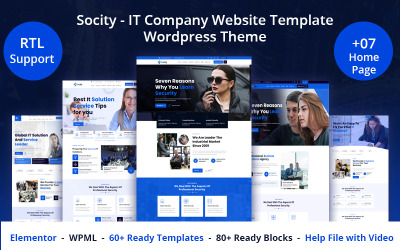 Socity - Plantilla WordPress para sitio web de empresas de TI
