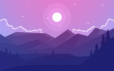 Simple Evening Mountain - Illustration