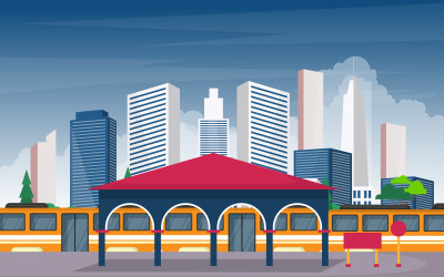 Kollektivtrafikstation - Illustration