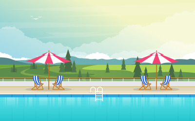 Outdoor Pool View - Illustration