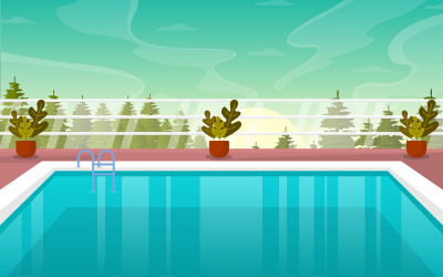 Zwembad Buiten - Illustratie
