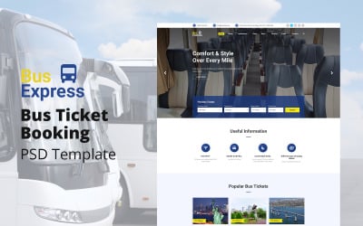 BusExpress - Modello PSD per progettazione di siti Web per prenotazione di biglietti per autobus