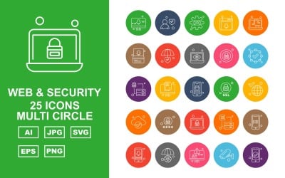 25高级Web和安全性多圆圈图标集