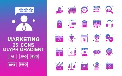 25 Premium Business Glyph Gradient Ikonuppsättning