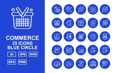 25 Premium shopping och handel Blue Circle Icon Set