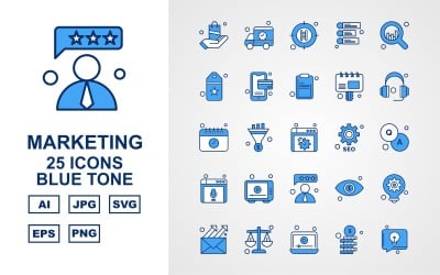 25 Premium Business Blue Tone Ikonuppsättning