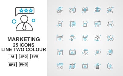 25 Premium Business Line Two Color Icon Set