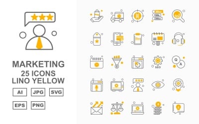 25 Premium Business Lino Yellow Icon Set