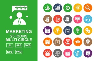 25 Premium Marketing Multi Circle Icon Set
