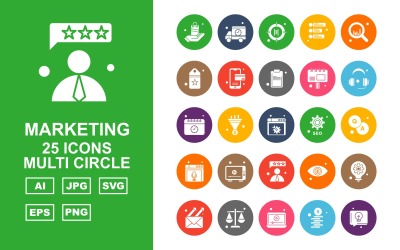 25 premium marketing multi-cirkel pictogramserie