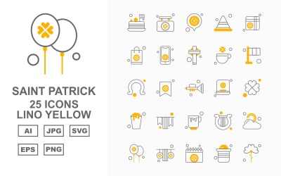 25 Premium Saint Patrick Lino gul ikonuppsättning