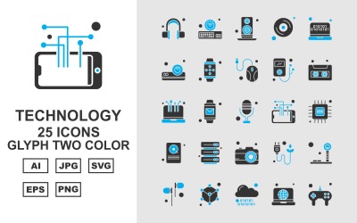 25 Prémium technológiájú karakterjel két színű ikon készlet