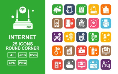 25 Conjunto de ícones Premium da Internet das Coisas Round Corner