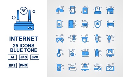 25 Conjunto de ícones Premium Internet Of Things Blue Tone