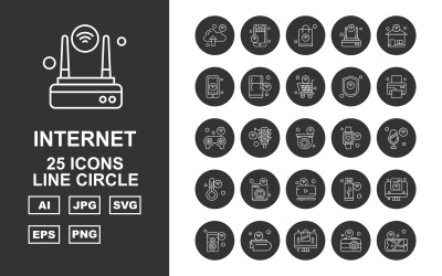 25 Premium Internet Of Things Line Circle Ikonuppsättning