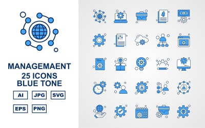 Sada ikon 25 modrých tónů Premium Management