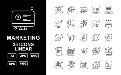 25 Ensemble d&amp;#39;icônes linéaires médicales Premium