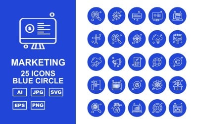 25 Premium Medical Blue Circle Icon Set