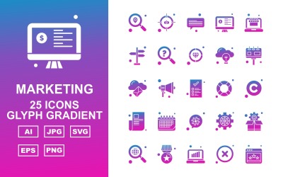 25 Premium Medical Glyph Gradient Icon Set