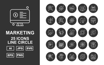 25 Premium Medical Line Circle Icon Set