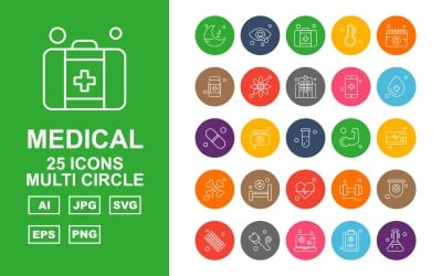 25 Premium Medical Multi Circle Icon Set