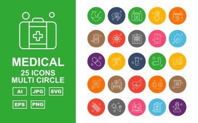 25 Premium medicinsk flersirkelsymbolsuppsättning