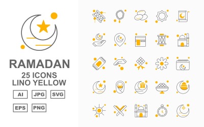 25 Premium Ramazan Lino Sarı Simge Seti