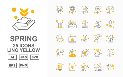 25 Premium Spring Lino Sarı Simge Seti