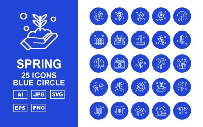 25 Premium UIUX Blue Circle Icon Set