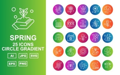 25 Premium UIUX Circle Gradient Ikonuppsättning