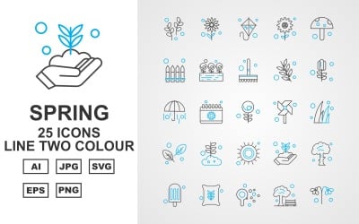 25 Premium UIUX Line Two Color Icon Set