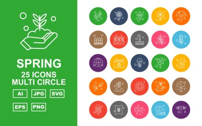 25 Premium UIUX Multi Circle Ikonuppsättning