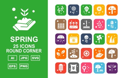 25 Premium UIUX Round Corner Icon Set