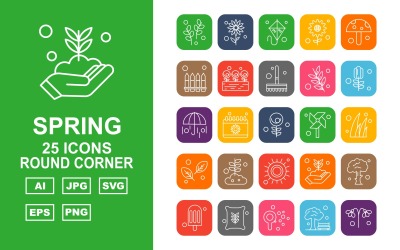 25 Premium UIUX Round Corner Icon Set