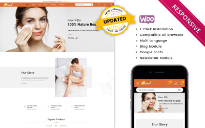 Ansiktsbehandling - WooCommerce-tema för Ladies Cosmetic Store