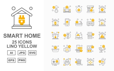 Conjunto de ícones amarelos 25 Premium Smart Home Lino