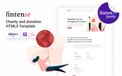 "Lintense Charity - Charitable Organization Landing Page Template" modèle  de page d'atterrissage adaptatif #136542