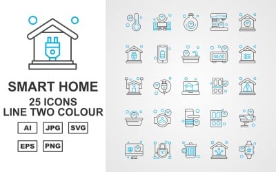 25 Premium Smart Home Line tweekleurige pictogramserie