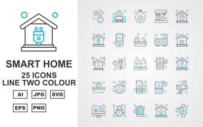 25 Premium Smart Home Line Two Color Icon Set