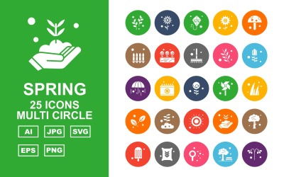 25 Premium Spring Multi Circle Icon Set