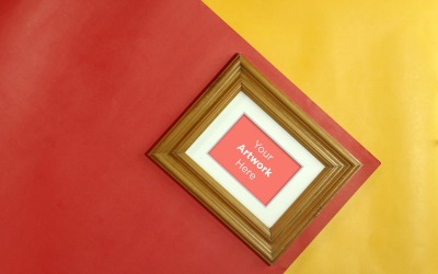 Wooden Frame with Color Paper Background Product Mockup #136629