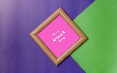 Wooden Frame with Color Paper Background Product Mockup #136638