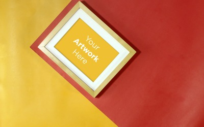 Renkli Kağıt Arka Planlı Ahşap Çerçeve Ürün Mockup