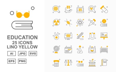 25 Premium Education Lino Sarı Simge Seti