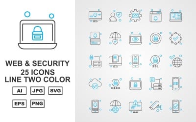 25 Premium Web i Security Line Two Color Icon Set