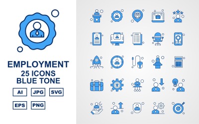 25 Premium Employment Blue Tone Icon Set