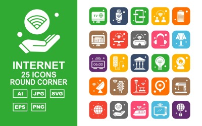 25 Conjunto de iconos de esquina redonda Premium Internet II