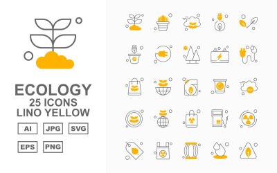 25 Premium Army War Lino Yellow Icon Set