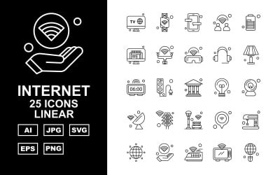 25 Premium Internet II linjär ikonuppsättning