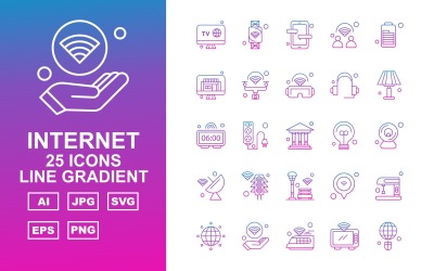25 Set di icone gradiente linea Internet II Premium